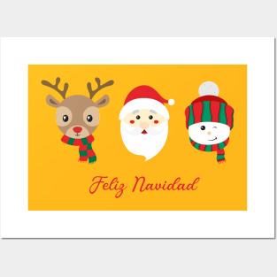 Feliz Navidad ' Santa Claus and Friends Aesthetic Logo design Posters and Art